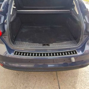 Ford Focus Rear Bumper Sill Cover - Omac - S.Steel + Carbon Foiled - Gloss Silver - '12-'18 Ford Focus Rear Bumper Sill Cover - Omac - S.Steel + Carbon Foiled - Gloss Silver - '12-'18